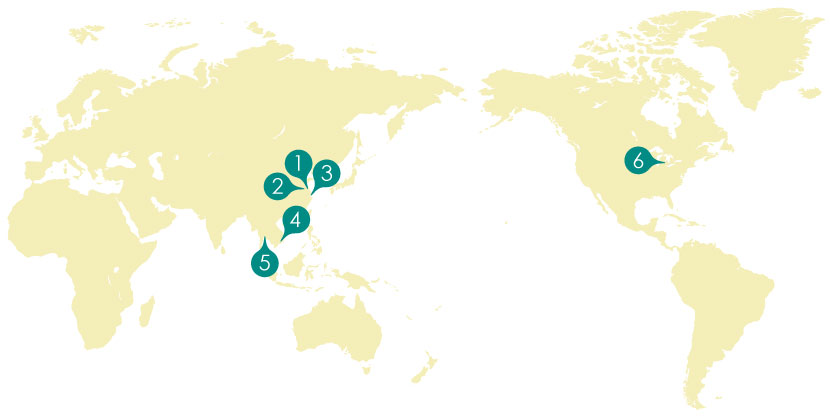Business sites in Asian countries